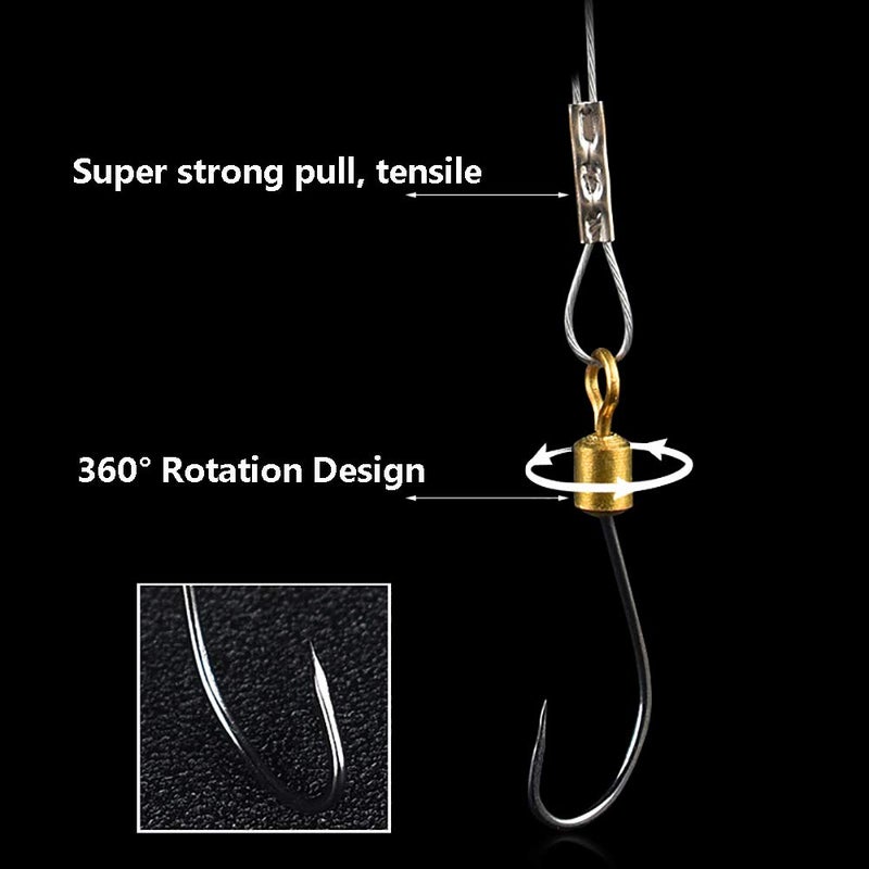 Dyxssm Fishing Hook Line Stainless Steel, Fishing Rigs Wire Leader with Rolling Swivel and Barb Hooks (Type-B: 3 Hooks rig, 12#) - Image 3